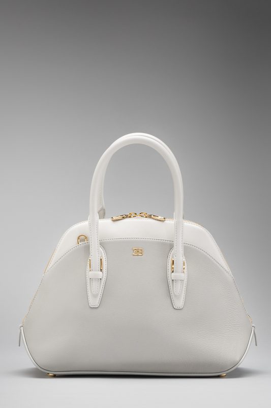 SILVER LIGHT GREY SMALL LADY BAG IN CALF LEATHER