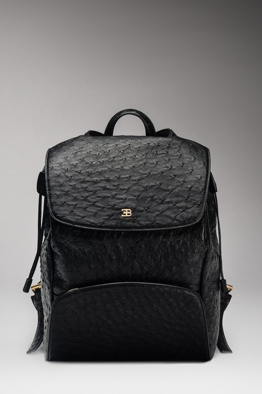 BLACK WOMENS OSTRICH BACKPACK 